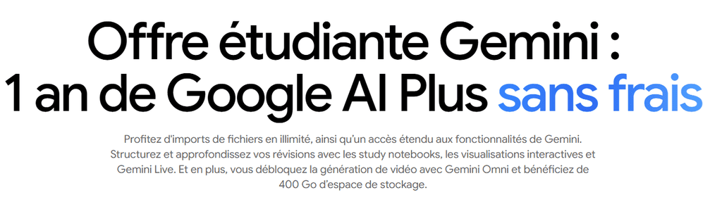 Offre étudiante Google AI Plus