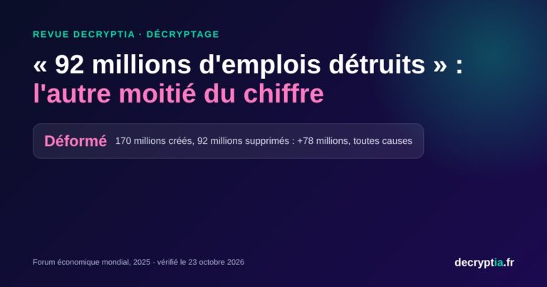Décryptage : « 92 millions d'emplois détruits », verdict déformé, 170 millions créés et 92 millions supprimés